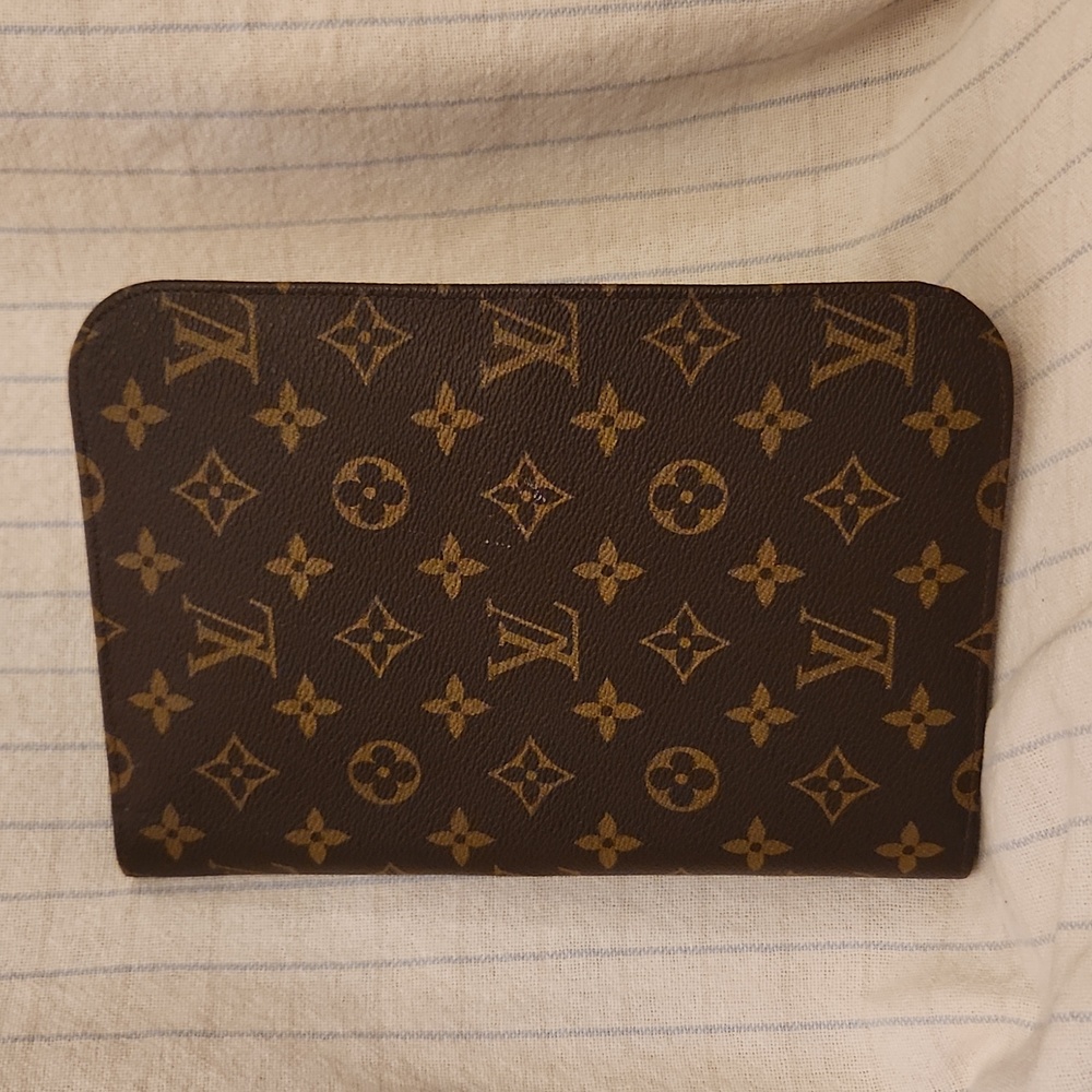 Auth Louis Vuitton Portfolio Monogram Agenda Calendar COVER Vintage Zippered